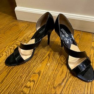 Black patent leather heels